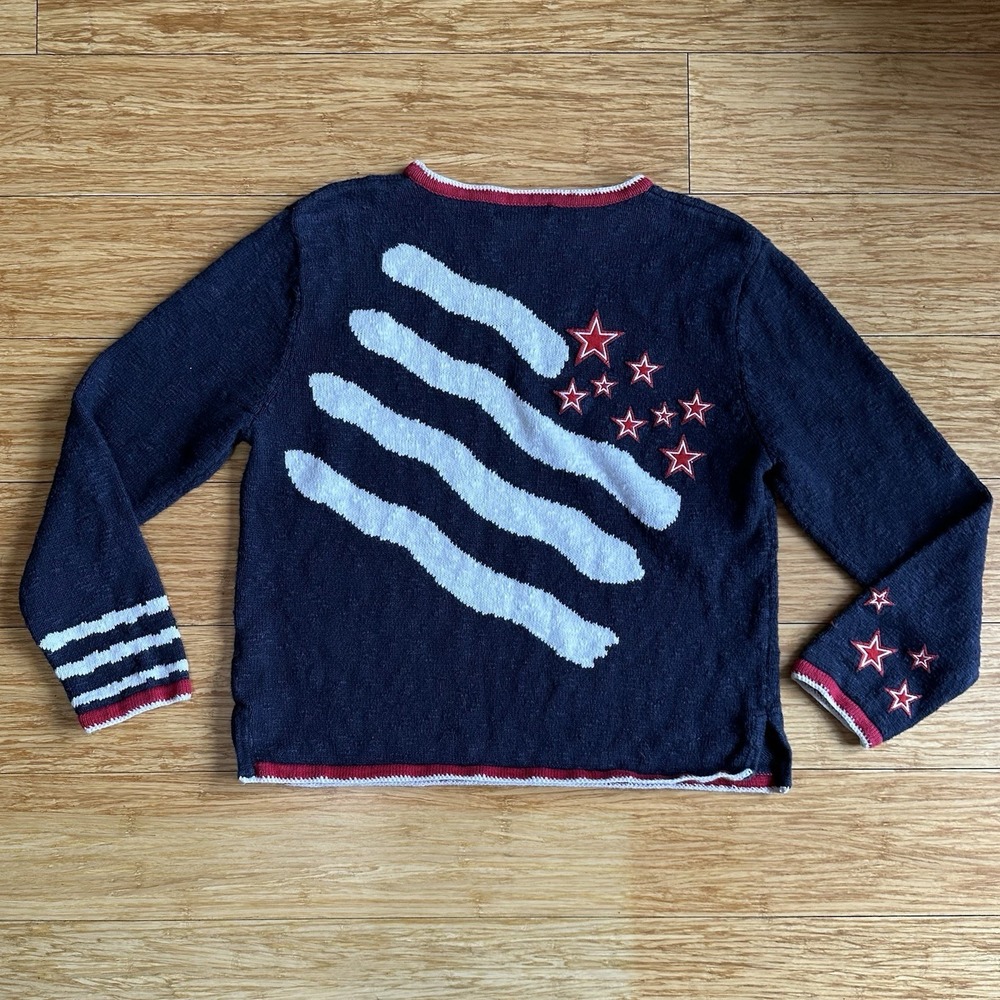 Christopher & Banks American Flag Sweater Patriotic size Small USA July 4th - Picture 3 of 11